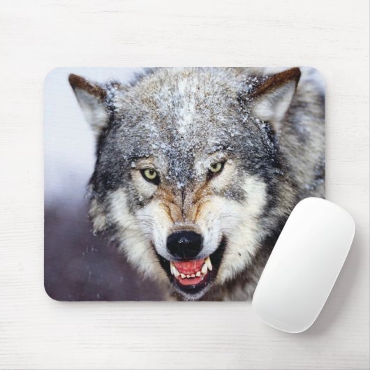 Grauer Wolf-Zähne Mousepad (Mit Mouse)