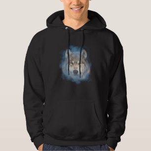 Grauer Wolfporträt Wolfgesicht Tier Kunstwerk Natu Hoodie