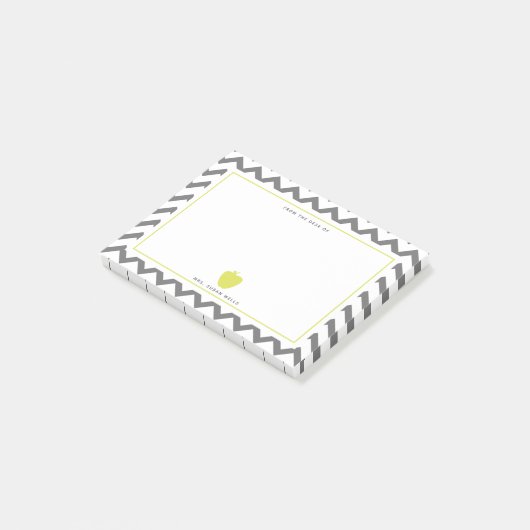 Grauer Zickzack gelber Apple-Neonlehrer Post-it Klebezettel (angewinkelt)