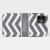 Grauer Zickzack Individuelle Name Case-Mate iPhone Hülle (Rückseite (Horizontal))