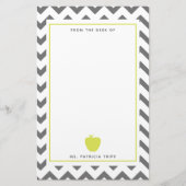 Grauer Zickzack Neonapple-Lehrer personalisiert Briefpapier (Vorderseite)