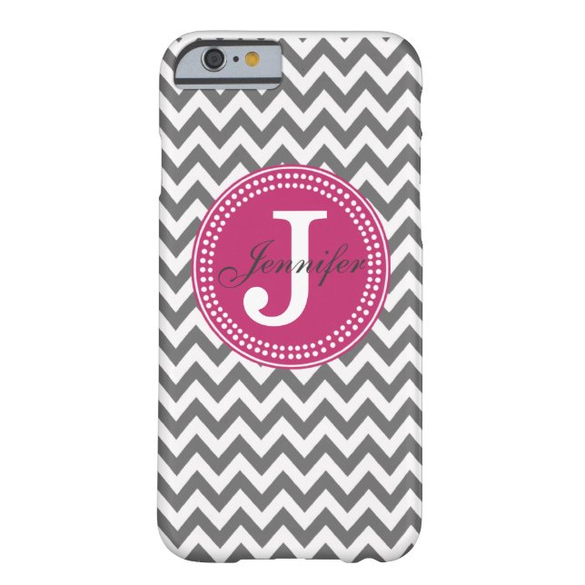 Grauer Zickzack u. rosa Monogramm iPhone 6 Kasten Case-Mate iPhone Hülle (Rückseite)