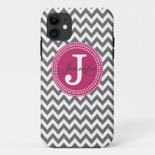 Grauer Zickzack u. rosa Monogramm iPhone Kasten Case-Mate iPhone Hülle