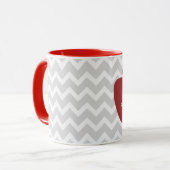 Grauer Zickzack u. roter Apple-Lehrer Tasse (Vorderseite Links)