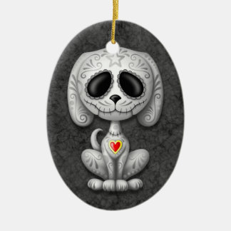 Grauer Zombie-Zuckerwelpe Keramikornament