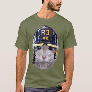Grauer Zwarf-Hamster mit Feuerwehrhelm T-Shirt