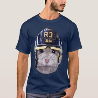 Grauer Zwarf-Hamster mit Feuerwehrhelm T-Shirt