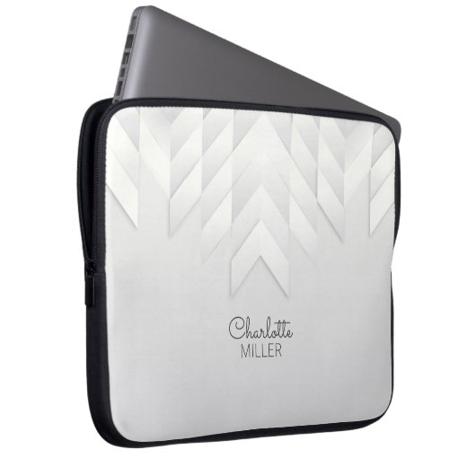 Graues Abstraktes Muster mit Individuelle Name Laptopschutzhülle (Vorne Rechts)