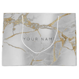 Graues Abstraktes Silber aus Edelmarmor Große Geschenktüte