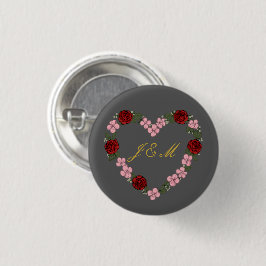 Graues Abzeichen mit Blumenkrone Button
