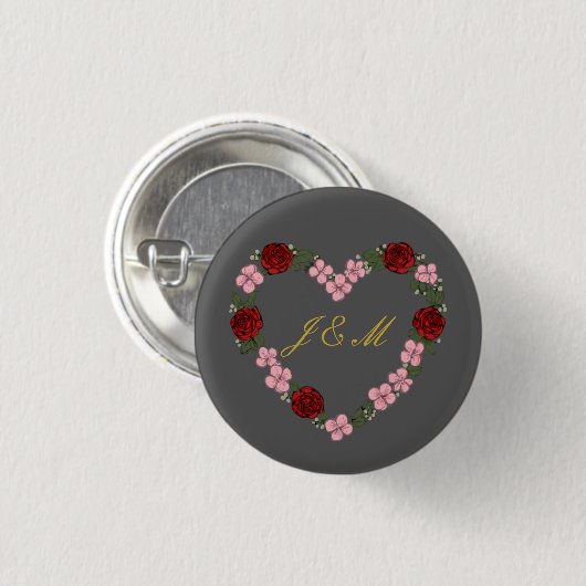Graues Abzeichen mit Blumenkrone Button (Vorne & Hinten)