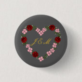 Graues Abzeichen mit Blumenkrone Button (Vorderseite)