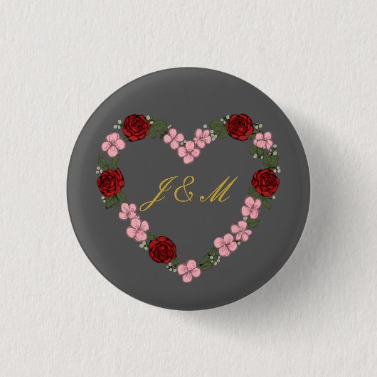 Graues Abzeichen mit Blumenkrone Button (Vorderseite)