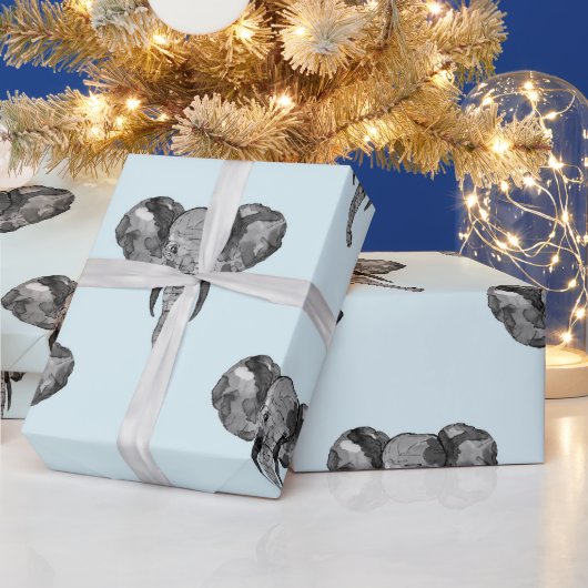 Graues afrikanisches Elefantenmuster Geschenkpapier (Feiertage)