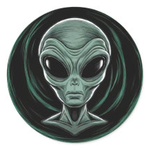 Graues Alien Kopf Sticker Set