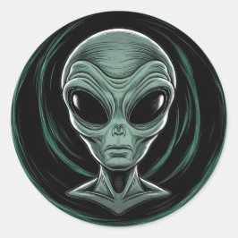 Graues Alien Kopf Sticker Set