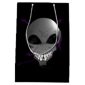 Graues alien kundenspezifische Geschenk-Tasche Mittlere Geschenktüte (Rückseite)