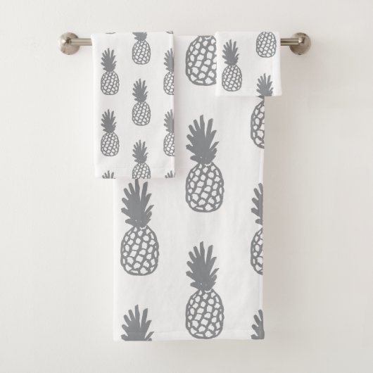 Graues Ananas-Muster Badhandtuch Set (Insitu)