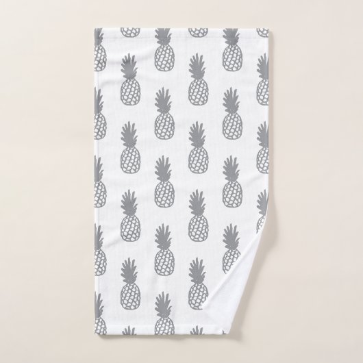 Graues Ananas-Muster Badhandtuch Set (Handtuch)