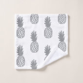 Graues Ananas-Muster Badhandtuch Set (Waschlappen)