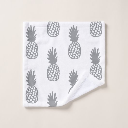 Graues Ananas-Muster Badhandtuch Set (Waschlappen)