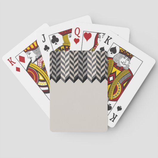 Graues angrenzendes Fischgrätenmuster Stripes Spielkarten (Rückseite)