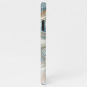 Graues Aquamarines blaues Marmormuster iPhone Hülle (Rechte Seite)