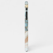 Graues Aquamarines blaues Marmormuster iPhone Hülle (Linke Seite)