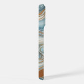 Graues, Aquamarines blaues Marmormuster iPhone Hülle (Rechte Seite)