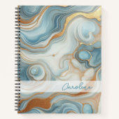 Graues Aquamarines blaues Marmormuster Notizblock (Vorderseite)