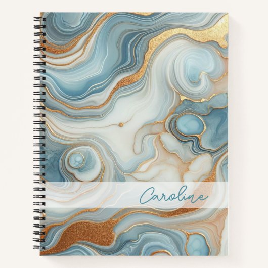 Graues Aquamarines blaues Marmormuster Notizblock (Vorderseite)