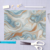 Graues, Aquamarines blaues Marmormuster Seidenpapier (Handwerk)