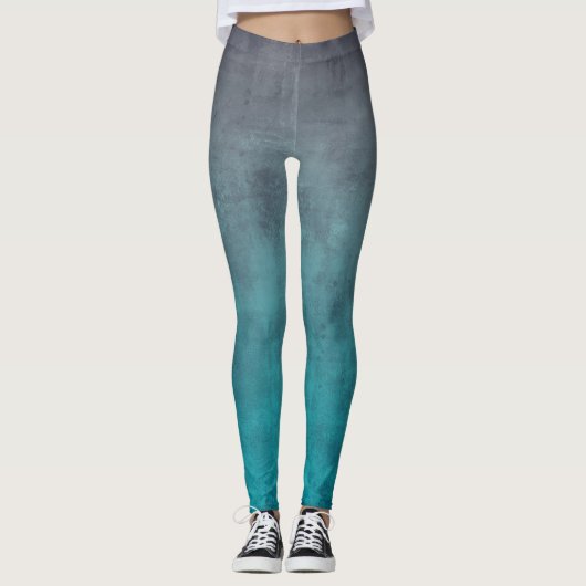 Graues Aquamarines rustikales Ober Leggings (Vorderseite)