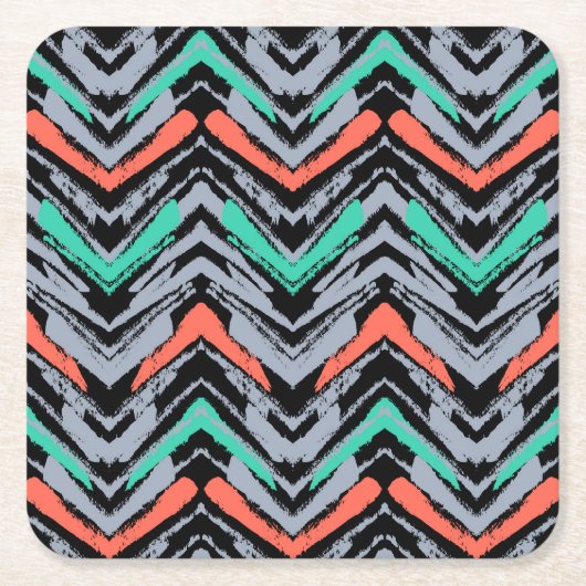 Graues, Aquamarines und Korallenhandgezeichnetes Z Rechteckiger Pappuntersetzer (Vorderseite)