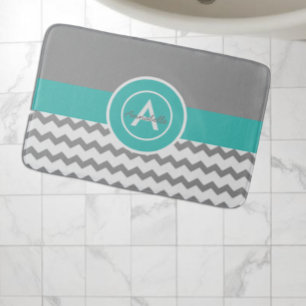 Graues Aquamarines Zickzack Badematte