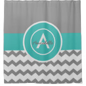 Graues Aquamarines Zickzack Duschvorhang (Vorderseite)