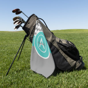 Graues Aquamarines Zickzack Golfhandtuch