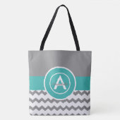 Graues Aquamarines Zickzack Tasche (Vorderseite)