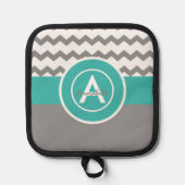 Graues Aquamarines Zickzack Topflappen (Vorderseite)