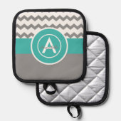Graues Aquamarines Zickzack Topflappen (Vorderseite/Rückseite)