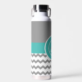 Graues Aquamarines Zickzack Trinkflasche (Vorne)