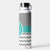 Graues Aquamarines Zickzack Trinkflasche (Rückseite)