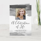 Graues Aquarell-Leben-Feier-Begräbnis-Programm Programm (Vorderseite)