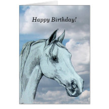 Graues Arabisches Pferd gegen Wolken