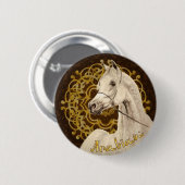 Graues arabisches Pferderunder Knopf Button (Vorne & Hinten)