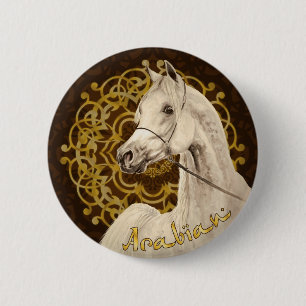 Graues arabisches Pferderunder Knopf Button
