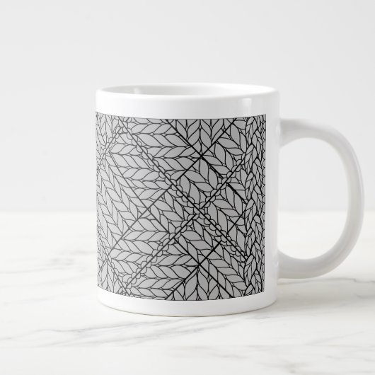 GRAUES ARGYLE-STRICKMUSTER Große weiße Tasse (Rechts)