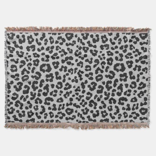 Graues Asche Leopard Cheetah Animal Print Muster Decke (Vorderseite)