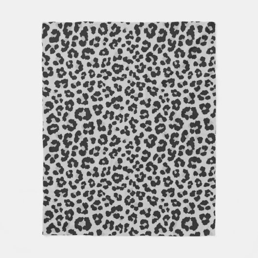 Graues Asche Leopard Cheetah Animal Print Muster Fleecedecke (Vorderseite)