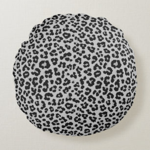 Graues Asche Leopard Cheetah Animal Print Muster Rundes Kissen